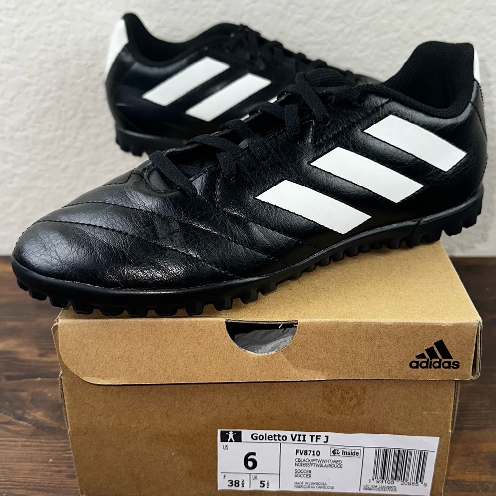 Adidas Goletto VII TF Youth (FV8710) Black Soccer Turf Shoes Youth Size 6